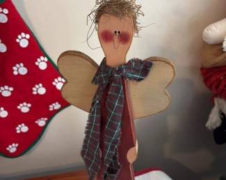 wooden angel christmas ornament