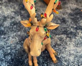Moose with Christmas Lights Figurine