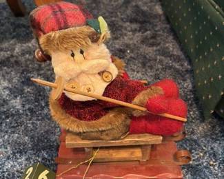 Christmas Countdown Sled with Bear Figure