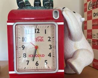 Coca-Cola Polar Bear Clock with Bottles