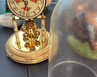 Glass Dome Mantel Clock with Brass Movement