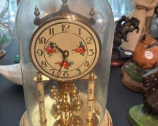 Glass Dome Mantel Clock with Brass Movement
