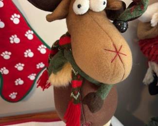 Plush Reindeer Christmas Stocking Hanger