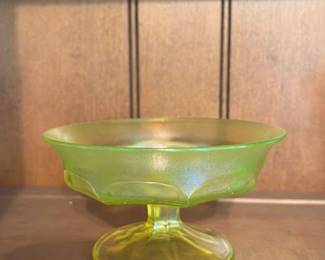 Vaseline Glass Compote Dish