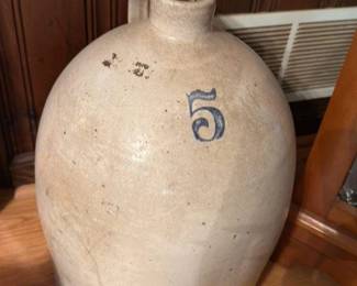 Antique Stoneware Jug with "5" Mark