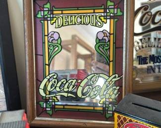 Coca-Cola "Delicious" Stained Glass Mirror
