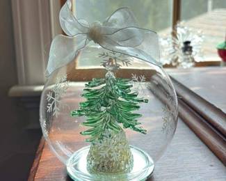 Glass Christmas Ornament with Pine Tree