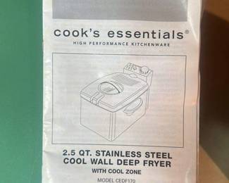Cook's Essentials 2.5 Qt. Stainless Steel Cool Wall Deep Fryer