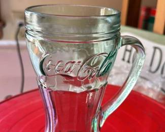 Coca-Cola Embossed Glass Mug with Handle