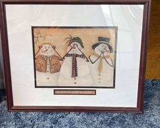 Three Snowmen "Hear No Evil, See No Evil, Speak No Evil" Framed Art