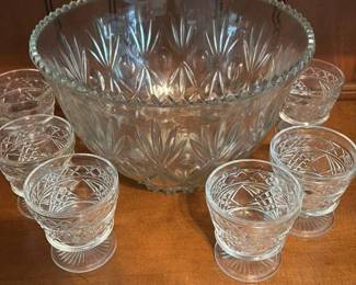 Crystal Punch Bowl and Cups Set
