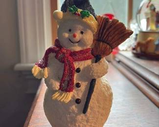 Vintage Snowman Figurine with Broom