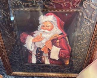 Framed painting of Santa claus