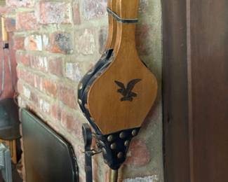 Vintage Wooden Bellows with Bird Motif
