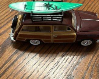 1950s Woody Station Wagon with Surfboard Toy Car
