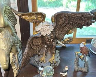 Bald Eagle with Snow Globe Figurine