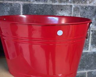 Red Metal Pail with Handle