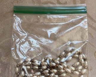 Vintage Faux Pearl Necklace with Gold Tone Spacers