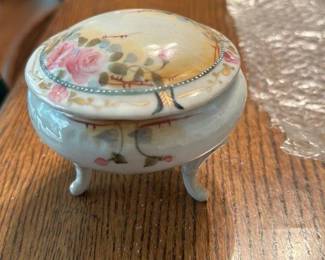 Antique Porcelain Trinket Box with roses