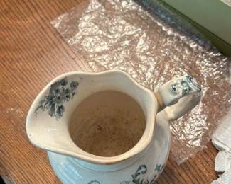 Antique Pitcher with Floral Transferware