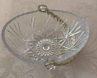 Crystal Fruit Basket with Brass Handle