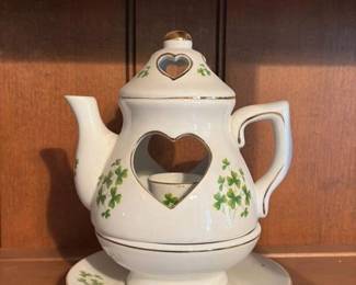 Irish Themed Ceramic Teapot with Shamrocks