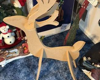 unfinished wooden reindeer christmas decoration