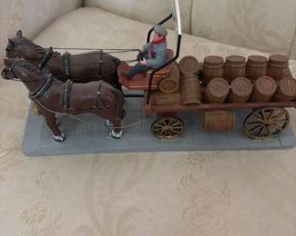 Horse-drawn Barrel Cart Figurine