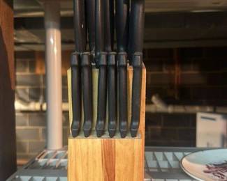 Wooden Knife Block with 10 Knives