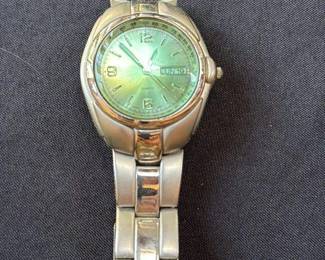 Men's Stainless Steel Quartz Watch with Green Dial