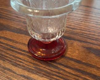 Victorian Pressed Glass Compote Dish with Ruby Flashed Base