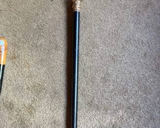 Antique Walking Cane with Gilded Handle