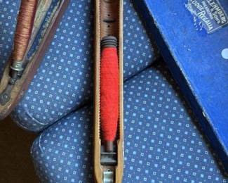 Antique Wooden Textile Shuttle with Thread