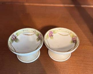 Hand painted Porcelain Violets Trinket Dishes