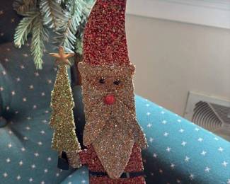 vintage glitter santa claus christmas ornament