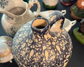 Antique Stoneware Jug with Outbuilding Scene