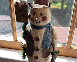 Primitive Rag Snowman "Snow Time" Decoration