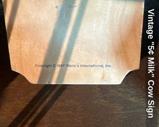 Vintage "5 cent Milk" Cow Sign