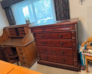 Antique Roll top Desk, Large Antique Dresser