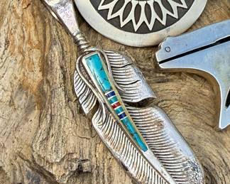 Feather with Turquoise inlay  