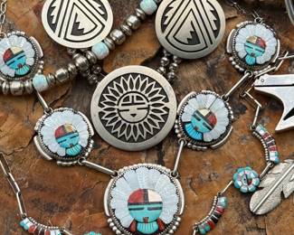 Hopi Silver overlay and other pieces