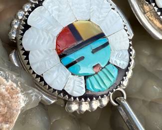 SUPERB INLAY OVER STERLING SILVER NECKLACE