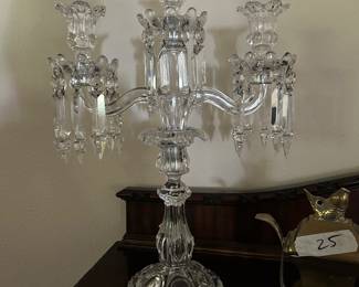 3 light Baccarat candelabra. Matching set.