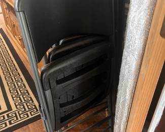 this is a few of the folding chairs. 4 in house, lattice work folding chairs in cook shed. The rest or in another building. Approx 30 chairs.
