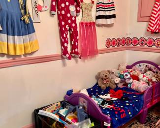 Children’s room Minnie bed. Dresses some with tags.