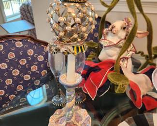 MacKenzie-Childs Candle Holder and Glass Globe