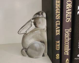 Glass Bunny Bookends