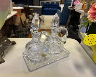 Cut glass oil and vinegar jars