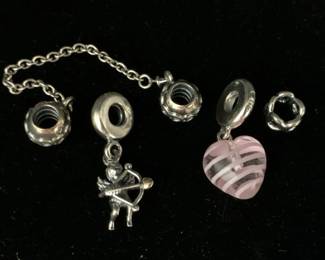 SH979VPandora Charms, Cupid Heart Safety Chain