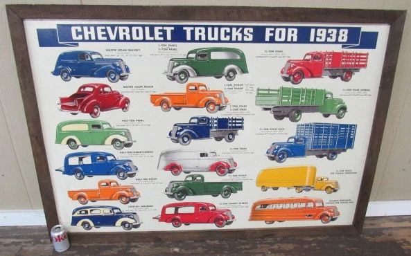 1938 Chevrolet Trucks Dealership Sign - 42" x 62"